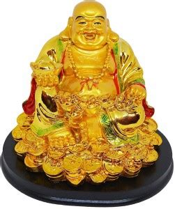 Vastu Art Vastu Fengshui Laughing Buddha Sitting on Luck Coins and ...
