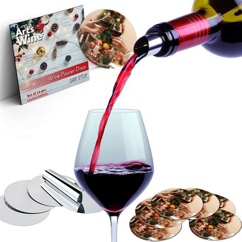 Buy Wine Pourer Disc Set of 10 Best Drip Stop Pour Spouts Thin Flexible ...