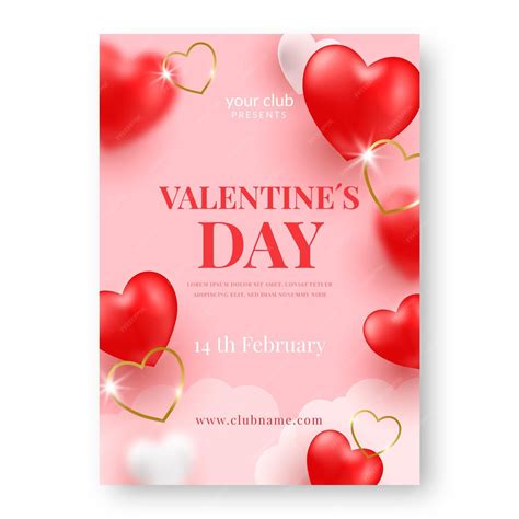 Free Vector | Realistic valentine's day party flyer template