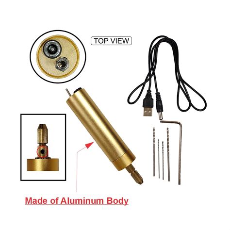 USB-Powered Electric Mini Drill Machine With 4 Bits & Allen Key