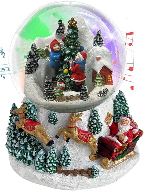 Amazon.com: Koncenttop Christmas Snow Globe, 130mm Rotating Musical ...