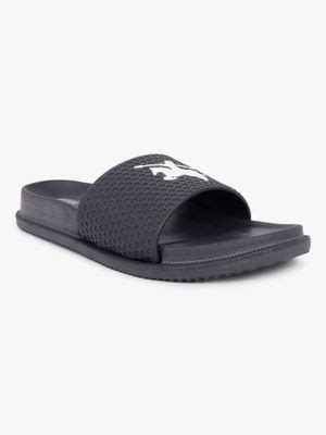 Buy Cantabil Men Charcoal Grey Comfortable Self Design Sliders (UK 6 ...