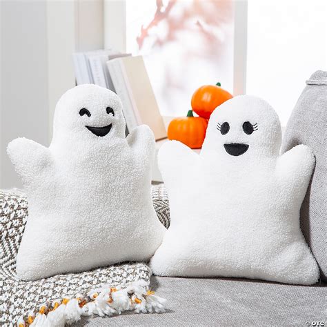 11 3/4" x 13 3/4" Halloween Fuzzy Polyester Ghost Pillows Set - 2 Pc ...