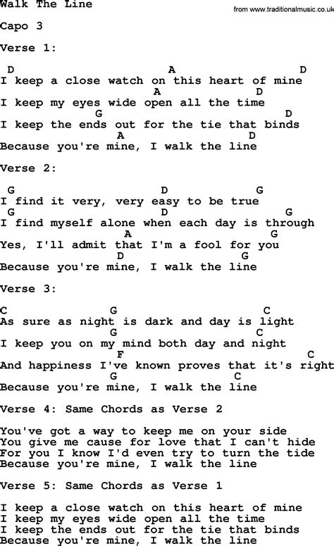 Johnny Cash song: Walk The Line, lyrics and chords | Lyrics and chords ...
