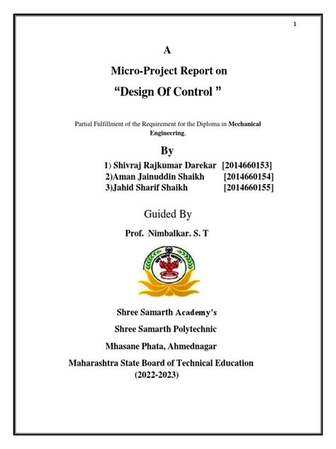 Image result for Micro Project First Page