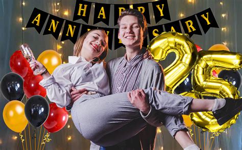 Party Propz 25th Anniversary Decoration Items - 56Pcs 25th Happy ...