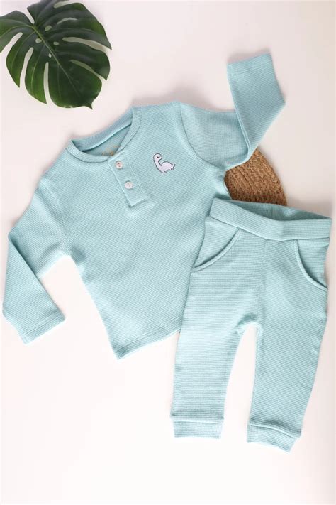 Minty Cuddle-Flat Waffle Co Ord Set – LilBontre