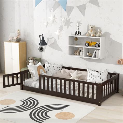 Bellemave Twin Size Floor Bed for Kids, Wood Toddler Floor Bed with ...