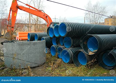 Pipes of PVC Large Diameter Stock Image - Image of industrial, hose ...
