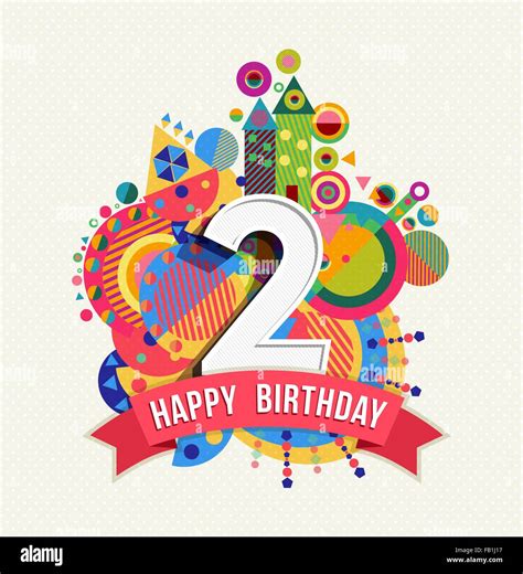 Happy 2nd Birthday Logo Happy Second Birthday Stock Illustrations