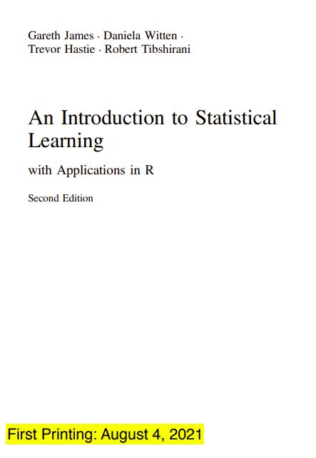 Image result for An Introduction to Statistical Learning with Applications in Python Back Cover