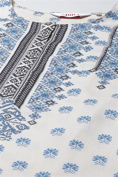 Blue Rayon Straight Printed Kurta
