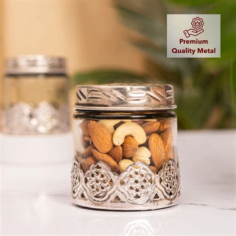 Shop German Silver Glass Dry Fruit Jar With Lid I The Zappy Box