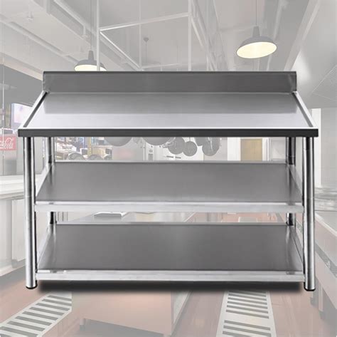 Heavy Duty Stainless Steel Kitchen Prep Table 2 Tier Commercial ...