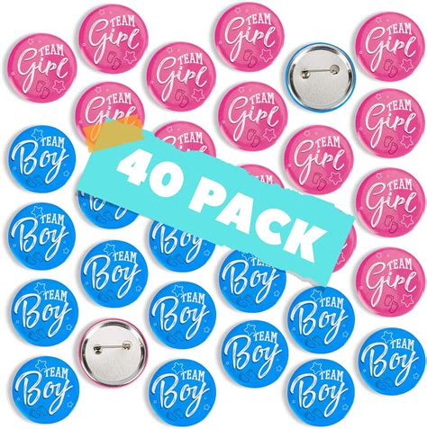 Buy CORRURE 40pcs Gender Reveal Buttons Pins - 2.0" Premium Metal Badge ...