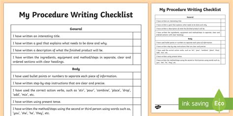 Image result for Procedure Writing Checklist