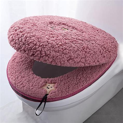 LANFENG Toilet Seat Warmer Cover & Toilet Lid Cover Green Fuzzy Toilet Seat Covers for Bathroom ...