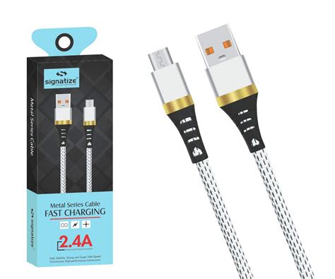 Signatize Metal Braided Fast Charging Wire Sync Data Charger USB Cable ...