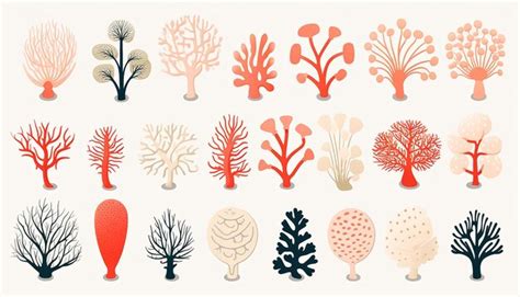 Minimalist illustrated coral types on a while background | Premium AI ...
