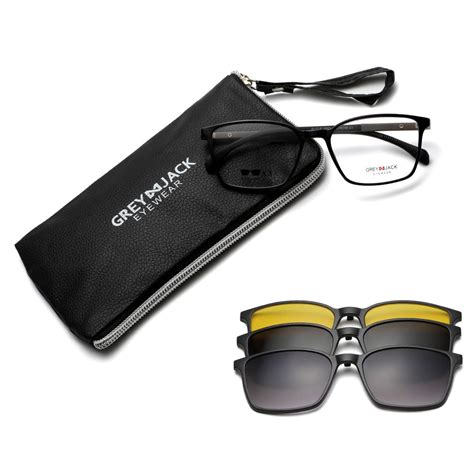 GREY JACK 3 in 1 Clip On Glasses with Spring Hinge for Myopia Men Wome ...