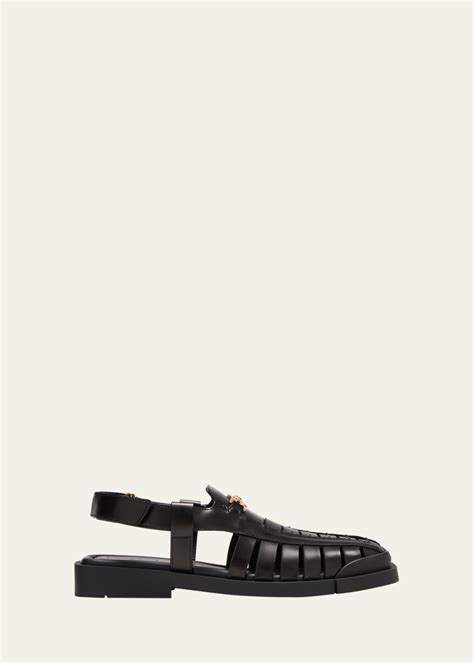 Versace Men's Medusa 95 Leather Fisherman Sandals - Bergdorf Goodman