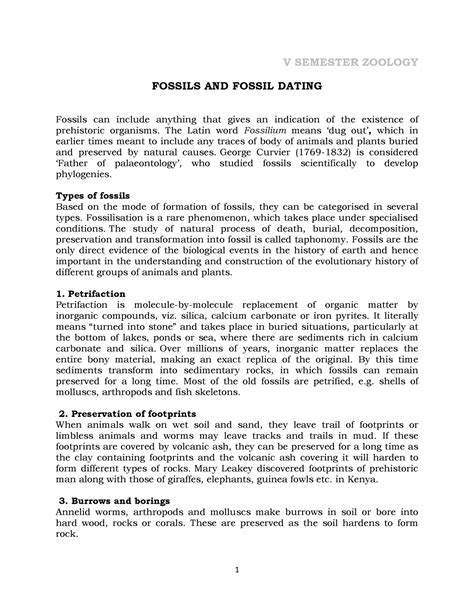 fossilisation and types - V SEMESTER ZOOLOGY FOSSILS AND FOSSIL DATING ...
