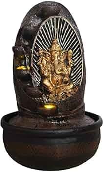 CHRONIKLE Polyresin Golden Brown Ganesha Idol Table Top Indoor 5 Diya ...