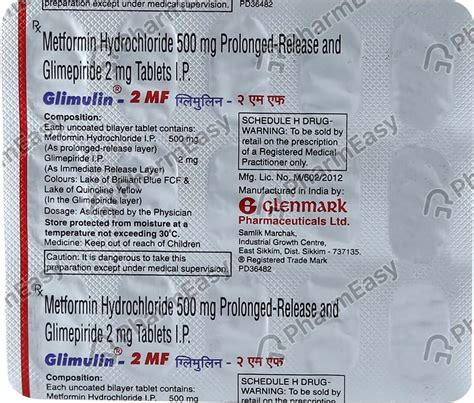 Glimulin 2mf Strip Of 15 Tablets: Uses, Side Effects, Price & Dosage ...