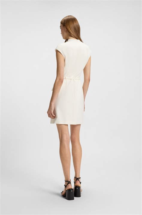 HUGO - Shift dress with pockets and belt detail - White