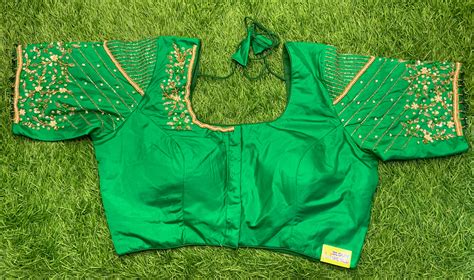 Green maggam work bridal wear blouse – newblouseworld