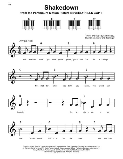 Shakedown by Bob Seger Sheet Music for Super Easy Piano at Sheet Music ...