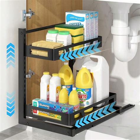 Under Sink Organizer And Storage Metal Pull Out Kitchen Cabinet ...