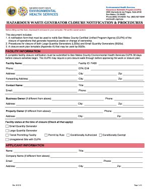 CA Environmental Health Services Hazardous Waste Generator Closure ...