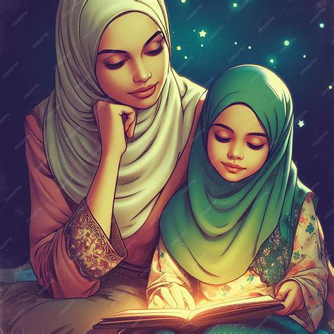 Premium Photo | Muslim Mother and Daughter Reading Quran
