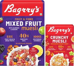 Bagrry's Mixed Fruit Muesli 500g & Crunchy Muesli Almonds, Raisins ...