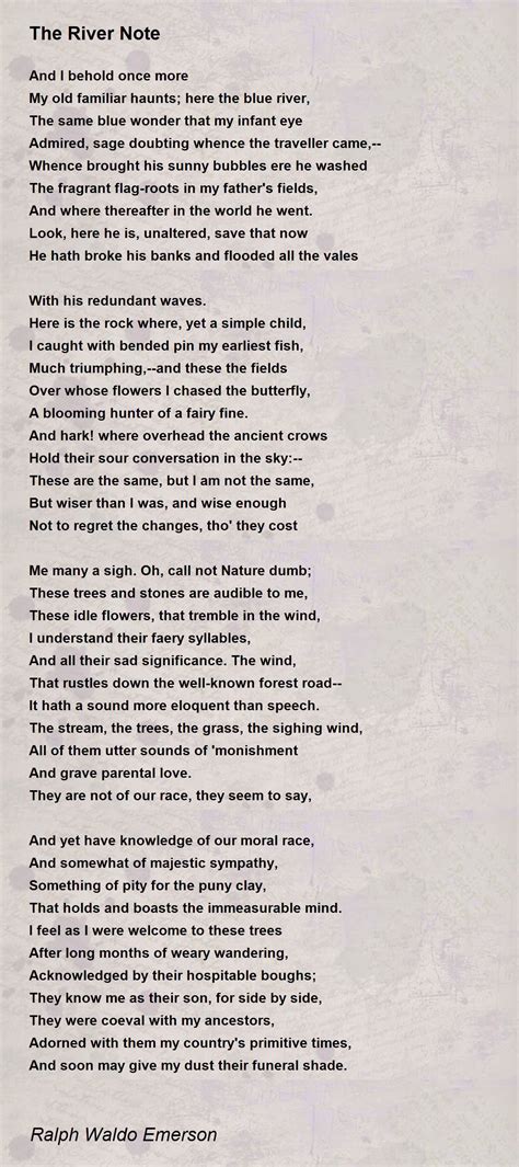 The River Note Poem by Ralph Waldo Emerson - Poem Hunter