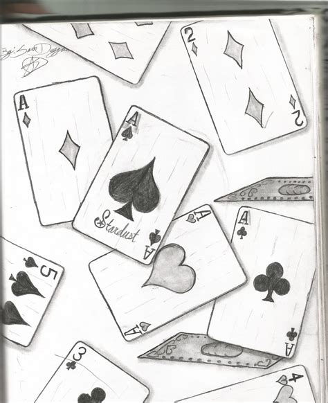 Deck of Cards Drawing with Ace and Spades