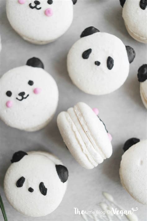 White chocolate panda bear macarons recipe - The Little Blog Of Vegan