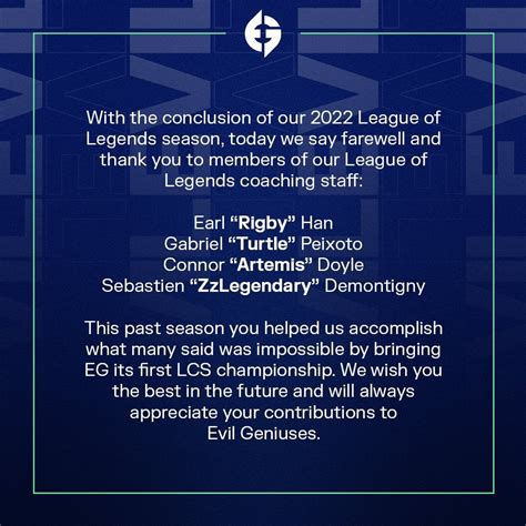 Update on League of Legends Coaching Staff : r/EvilGeniuses