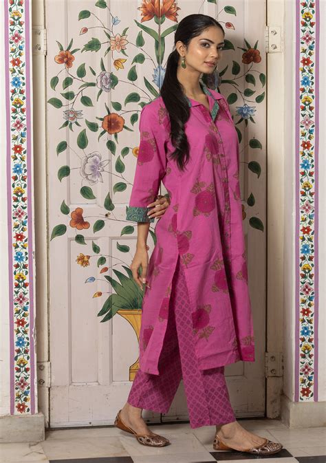 Rang Rani Pink Comfort Kurta with Pant. (set of 2) – Maitri Jaipur