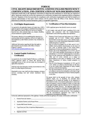Fillable Online CIVIL RIGHTS REQUIREMENTS, LIMITED ENGLISH PROFICIENCY ...