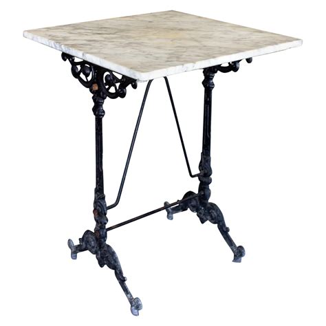 Antique French Iron Bistro Table with Square Marble Top at 1stDibs ...