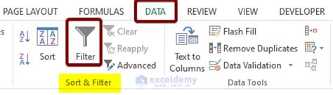 Excel Tutorial Adding a Filter 的图像结果