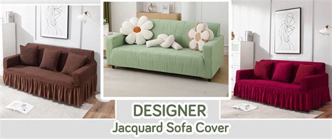 Designer Stretchable Woven Jacquard Frill Sofa Covers Sets | HOKIPO ...