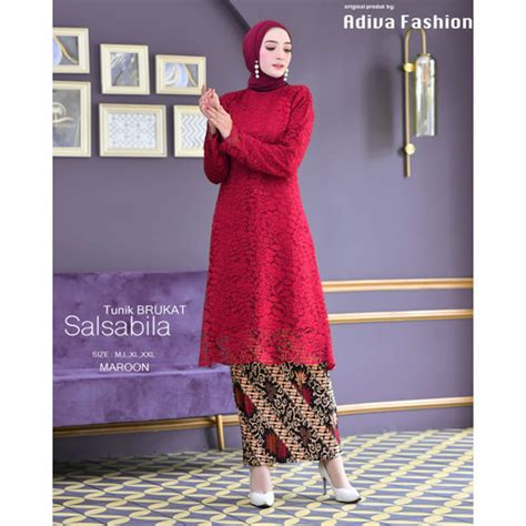 Promo Setelan Kebaya Modern Long Cape Maroon Dan Lainnya - SET MAROON ...