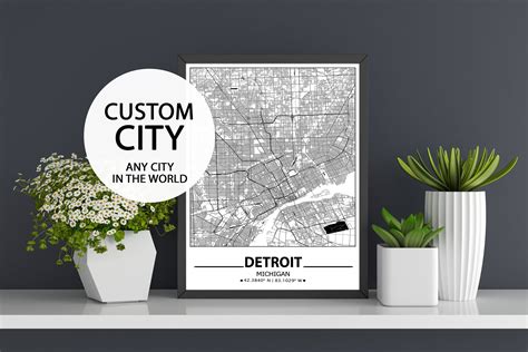 City map print custom map gift city map custom city map wall decor cities wall art black and ...