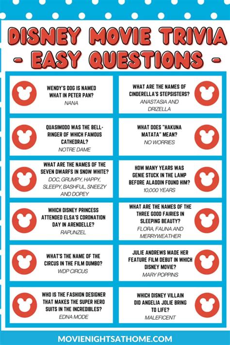 Disney Trivia Questions And Answers Printable at Amber Polk blog