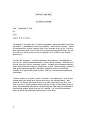 Image result for Reflective Memo Example