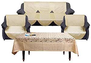 Kuber Industries Flower Design Shining Cotton 7 Piece 5 Seater Sofa ...