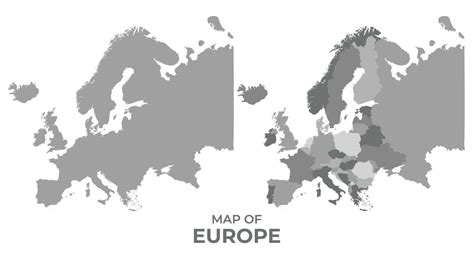 Greyscale vector map of Europe with regions and simple flat illustration 36323681 Vector Art at ...